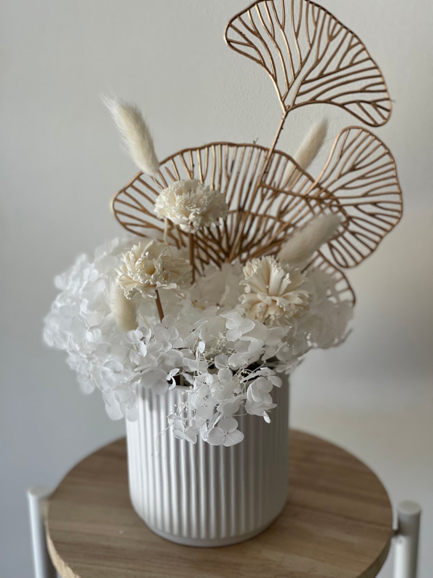 White, Cream & Gold Dried Arrangement