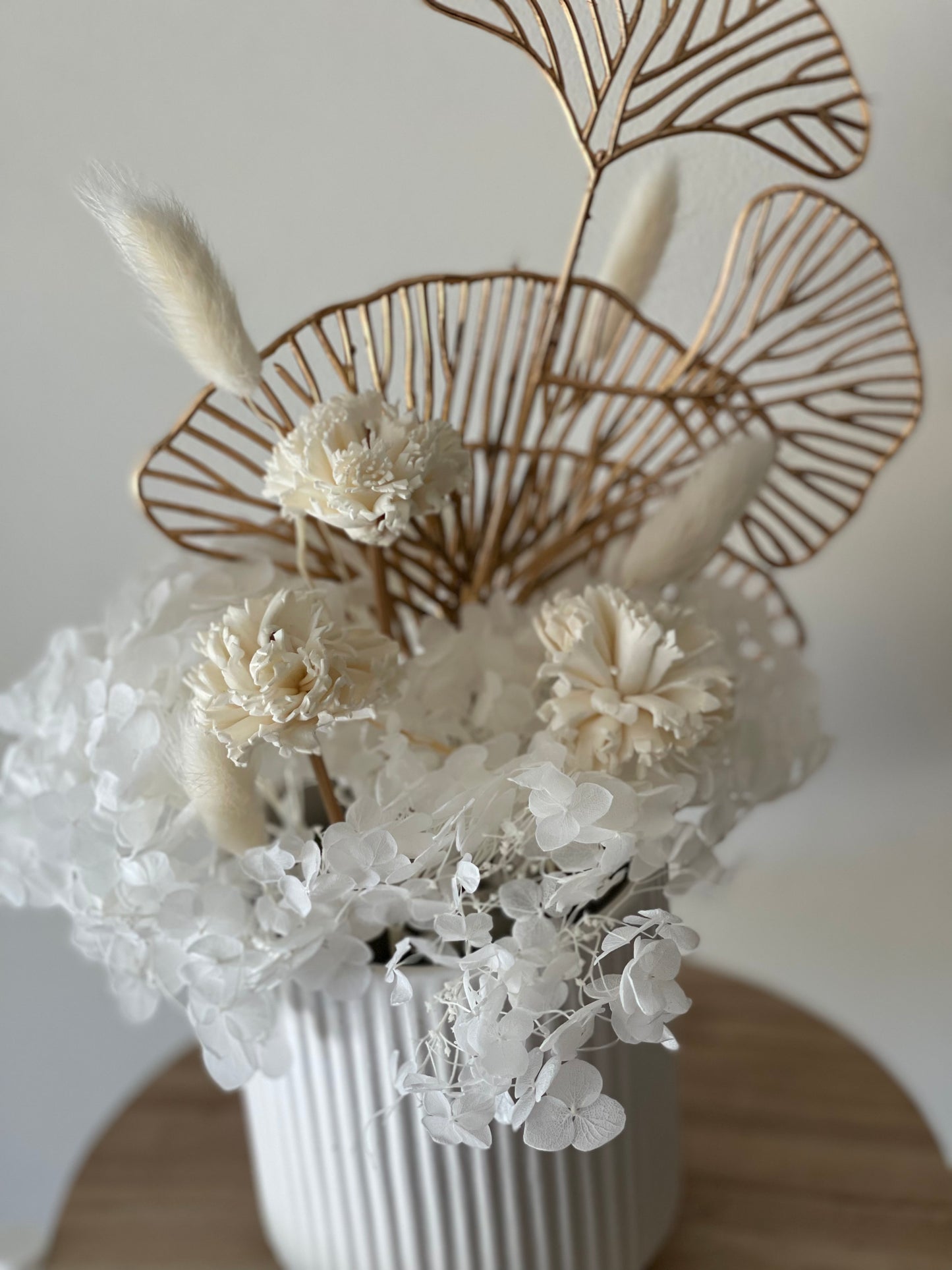 White, Cream & Gold Dried Arrangement