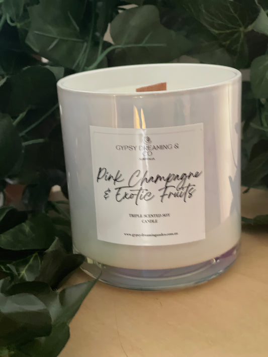 Pink Champagne & Exotic Fruits - Rainbow Aura Candle