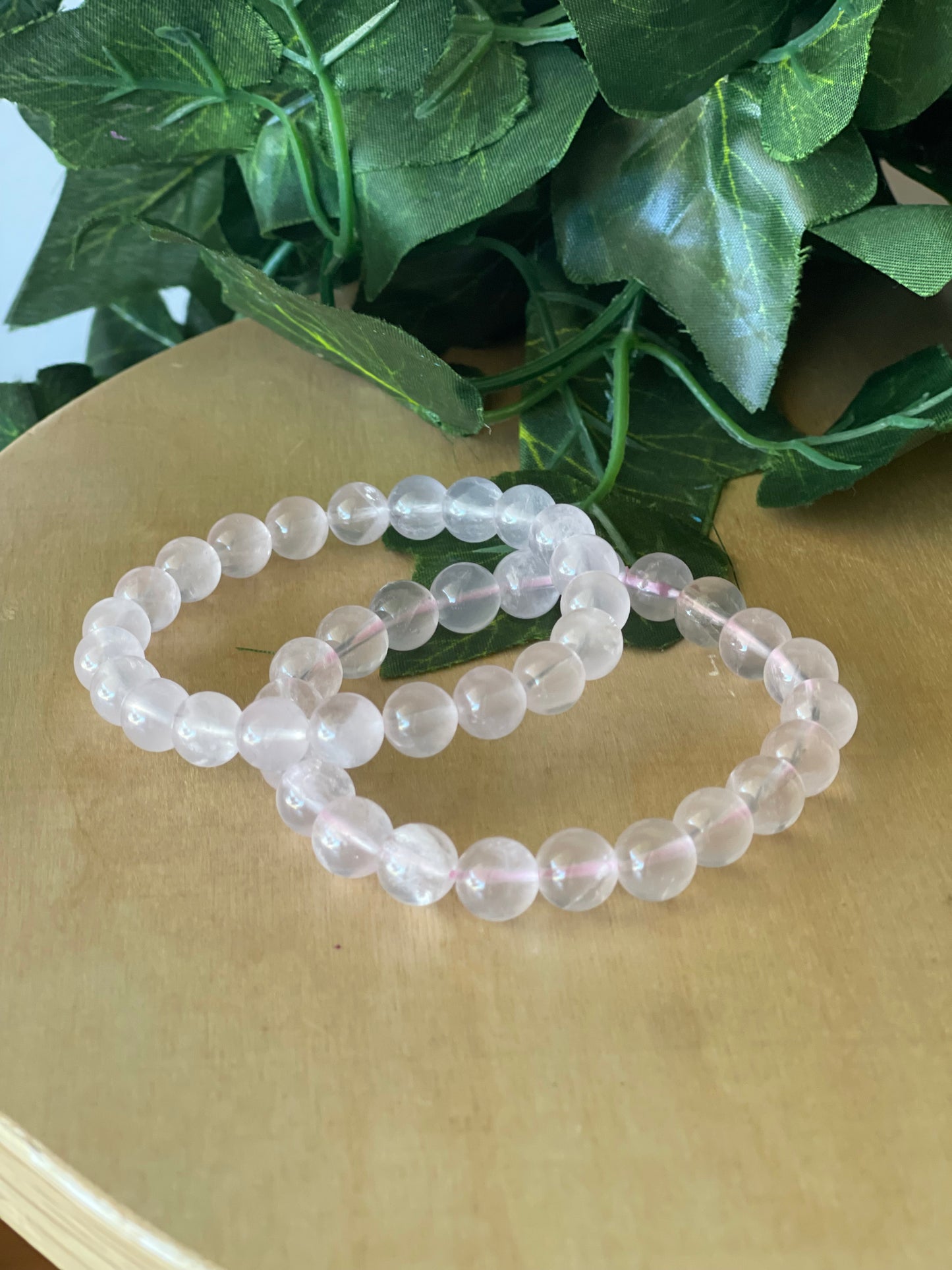 Rose Quartz Round Bead Bracelet 8mm