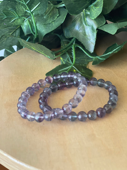 Rainbow Fluorite Round Bead Bracelet 8mm