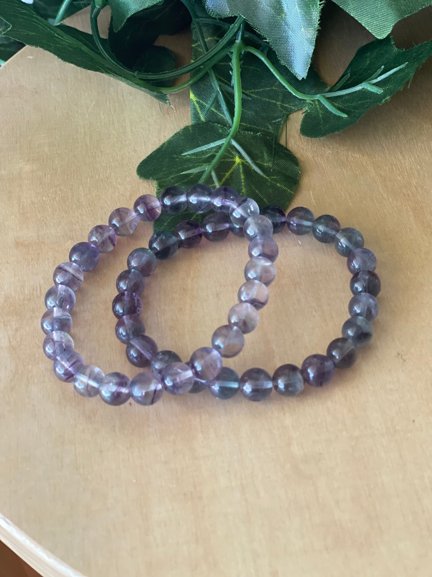 Rainbow Fluorite Round Bead Bracelet 8mm