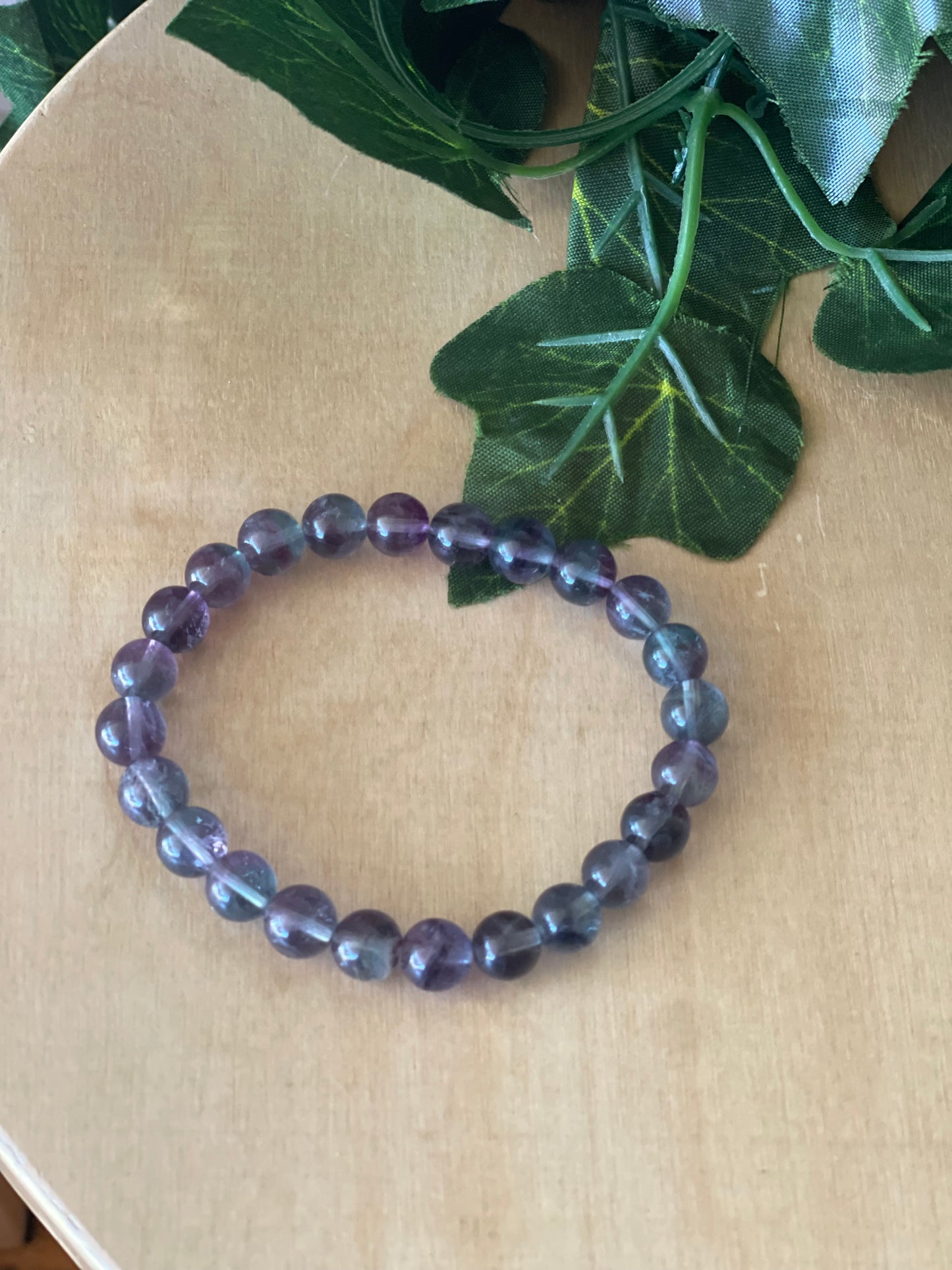 Rainbow Fluorite Round Bead Bracelet 8mm