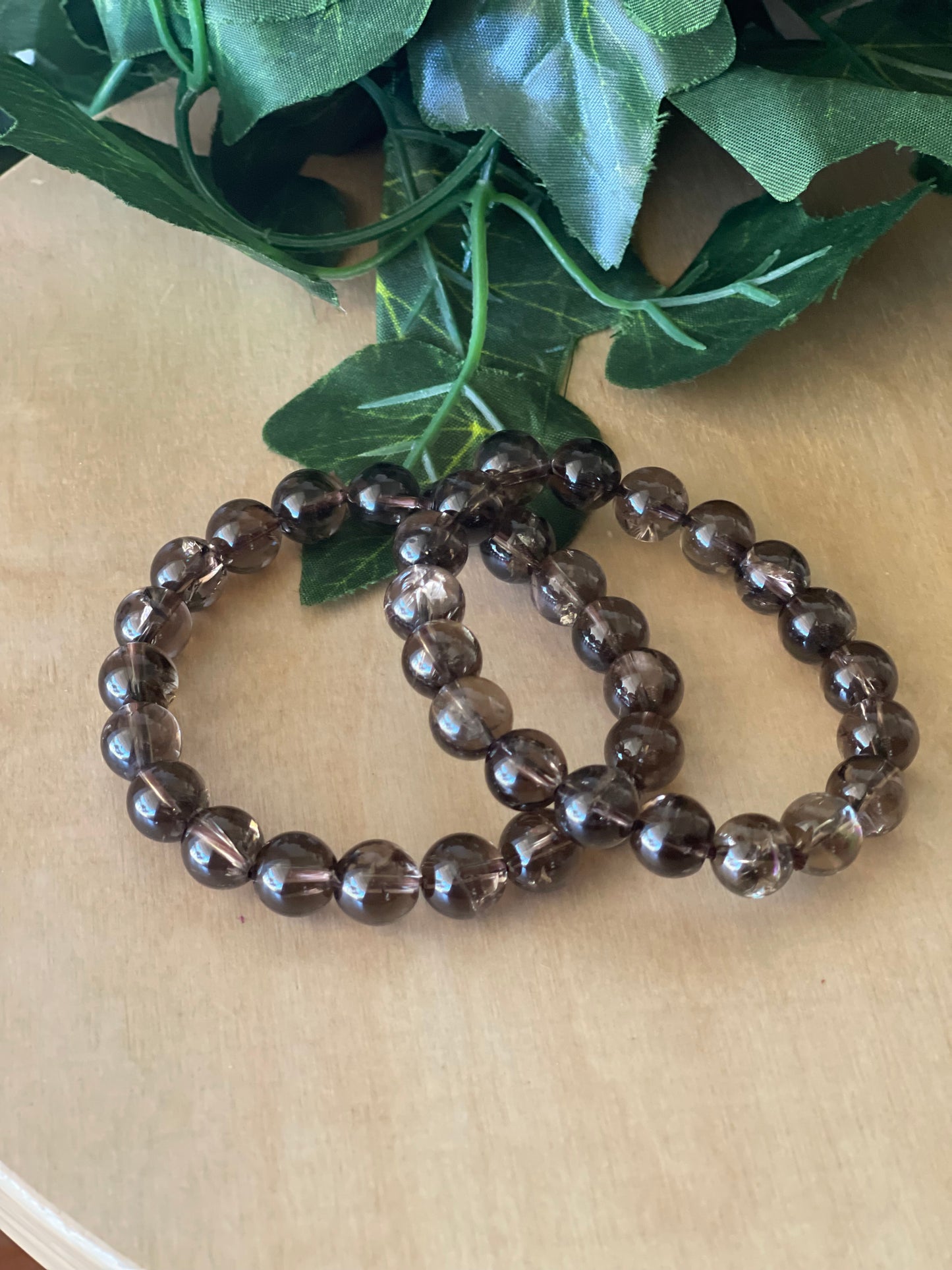 Smokey Quartz (with Rainbow) Round Bead Bracelet 10mm