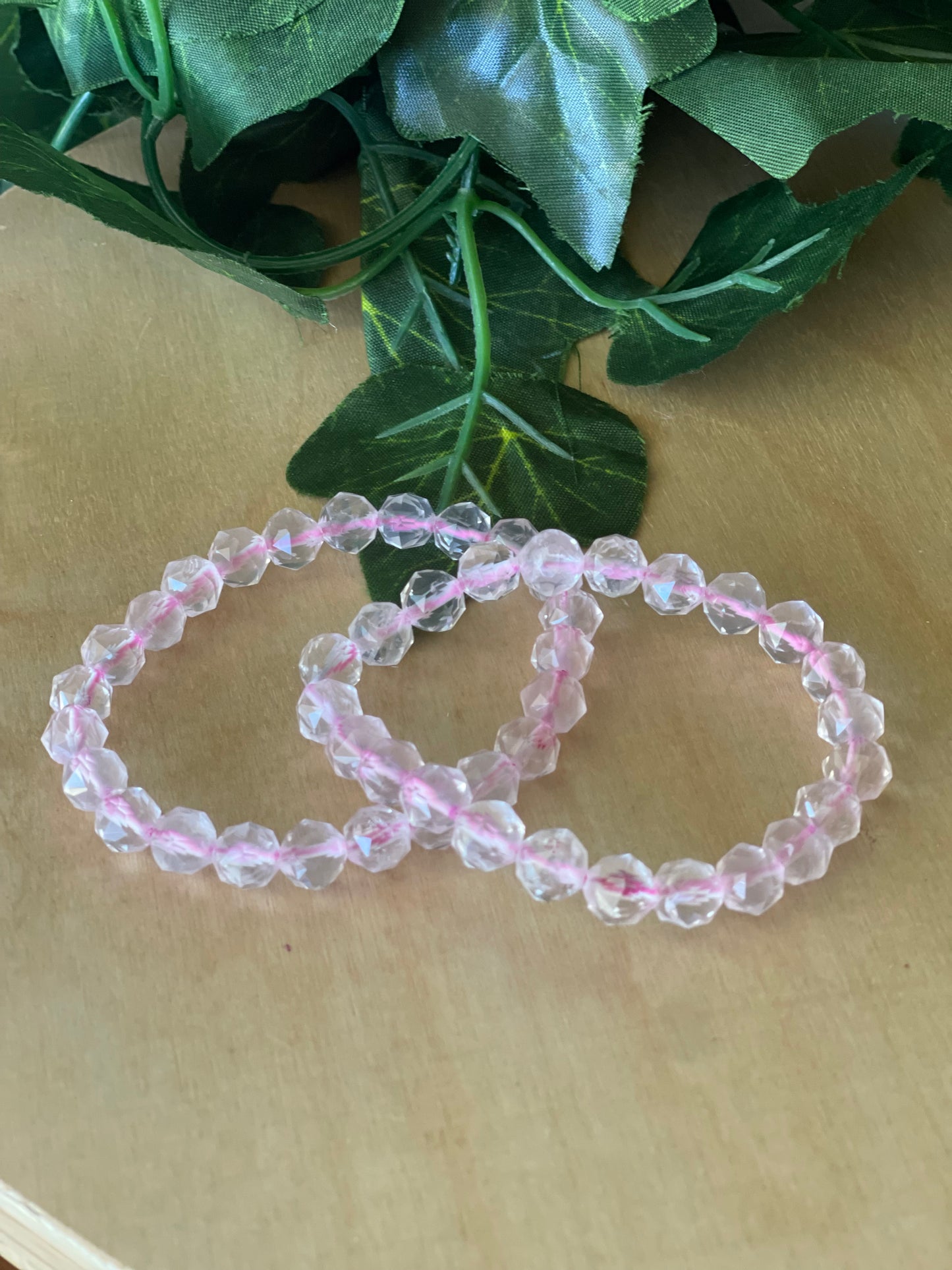 Rose Quartz Faceted Bead Bracelet 6mm