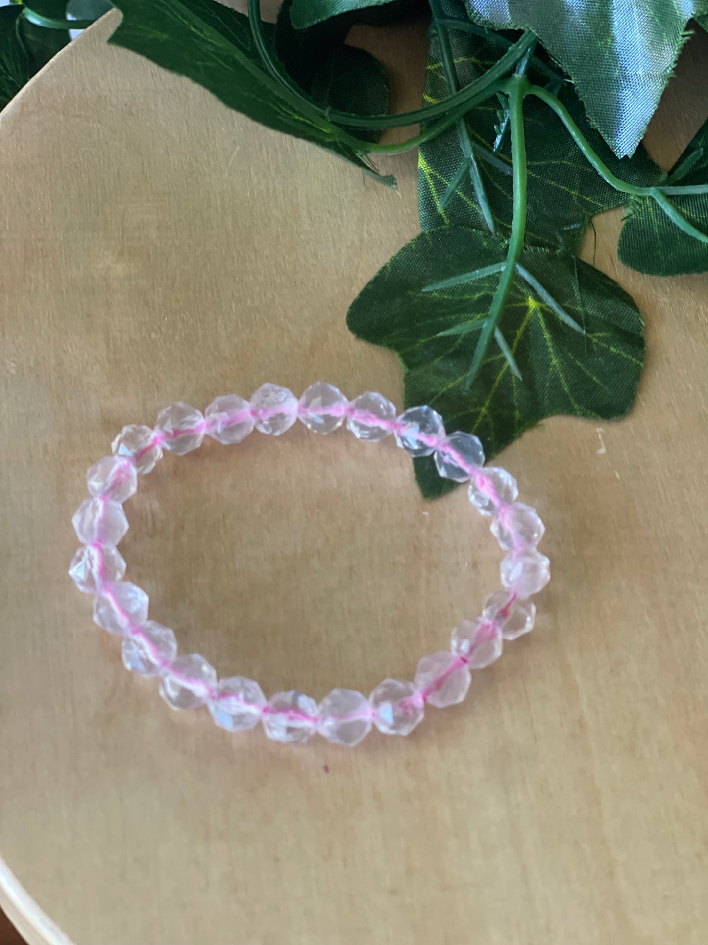 Rose Quartz Faceted Bead Bracelet 6mm