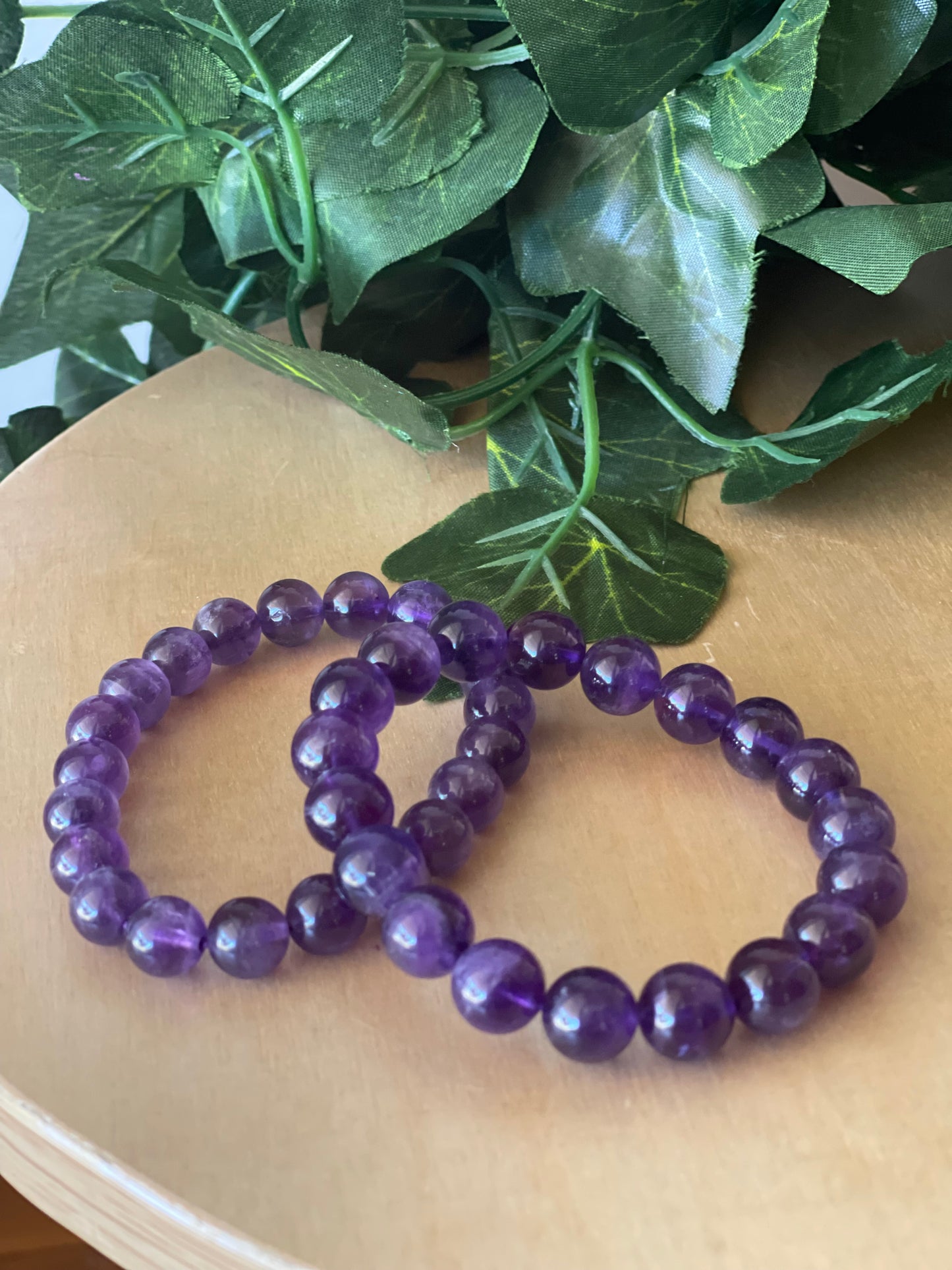 Amethyst Round Bead Bracelet 8mm