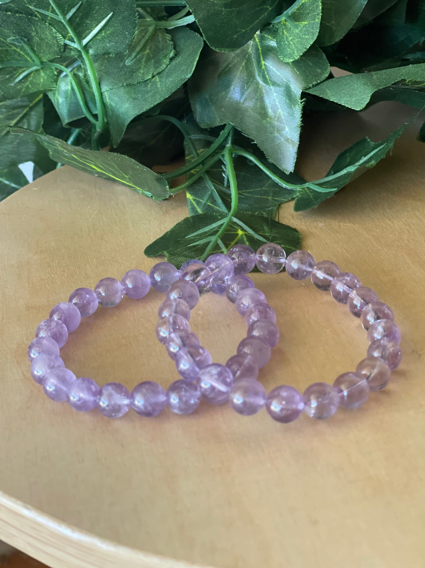 Lavender Amethyst Round Bead Bracelet 8mm