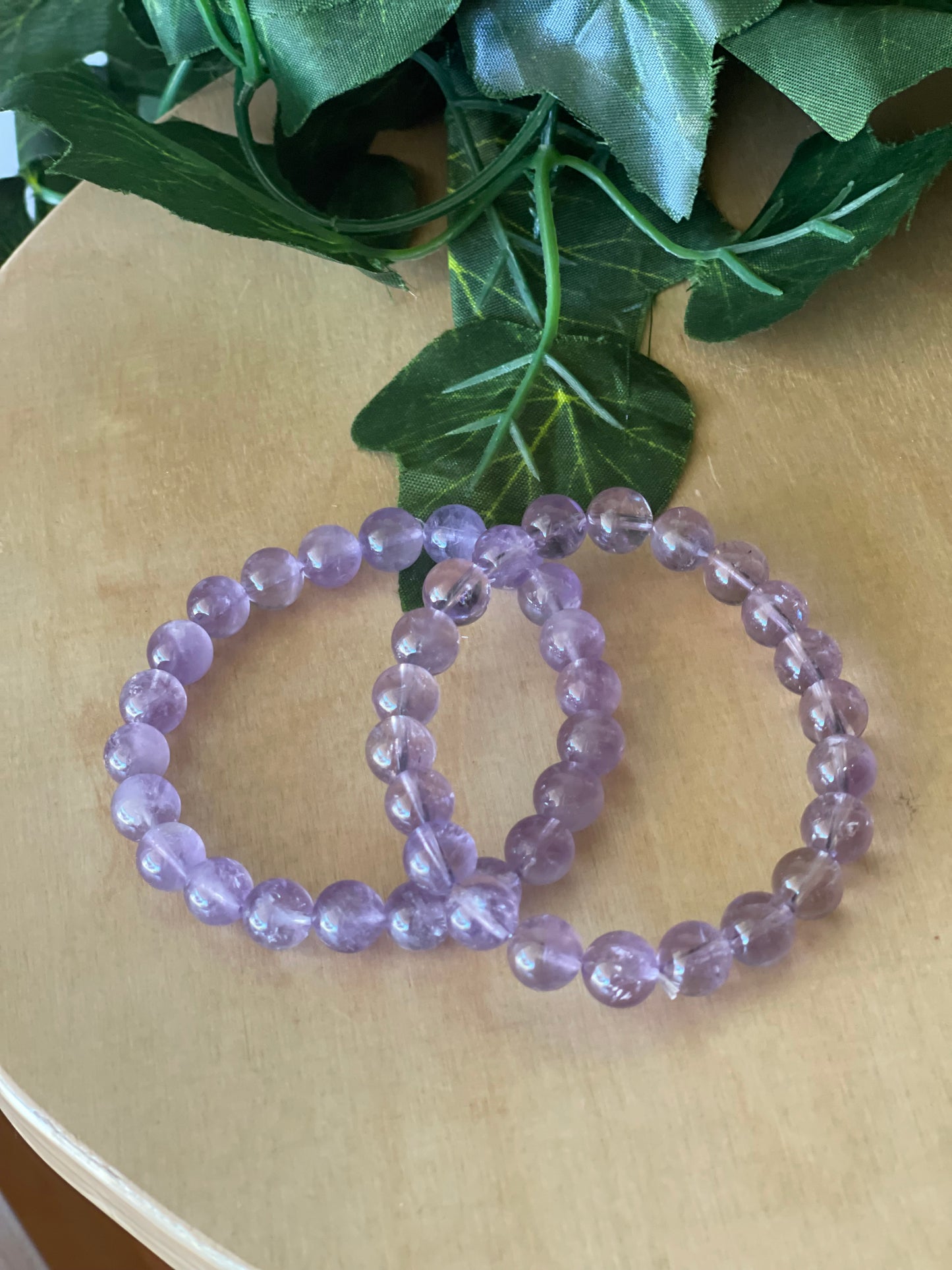 Lavender Amethyst Round Bead Bracelet 8mm