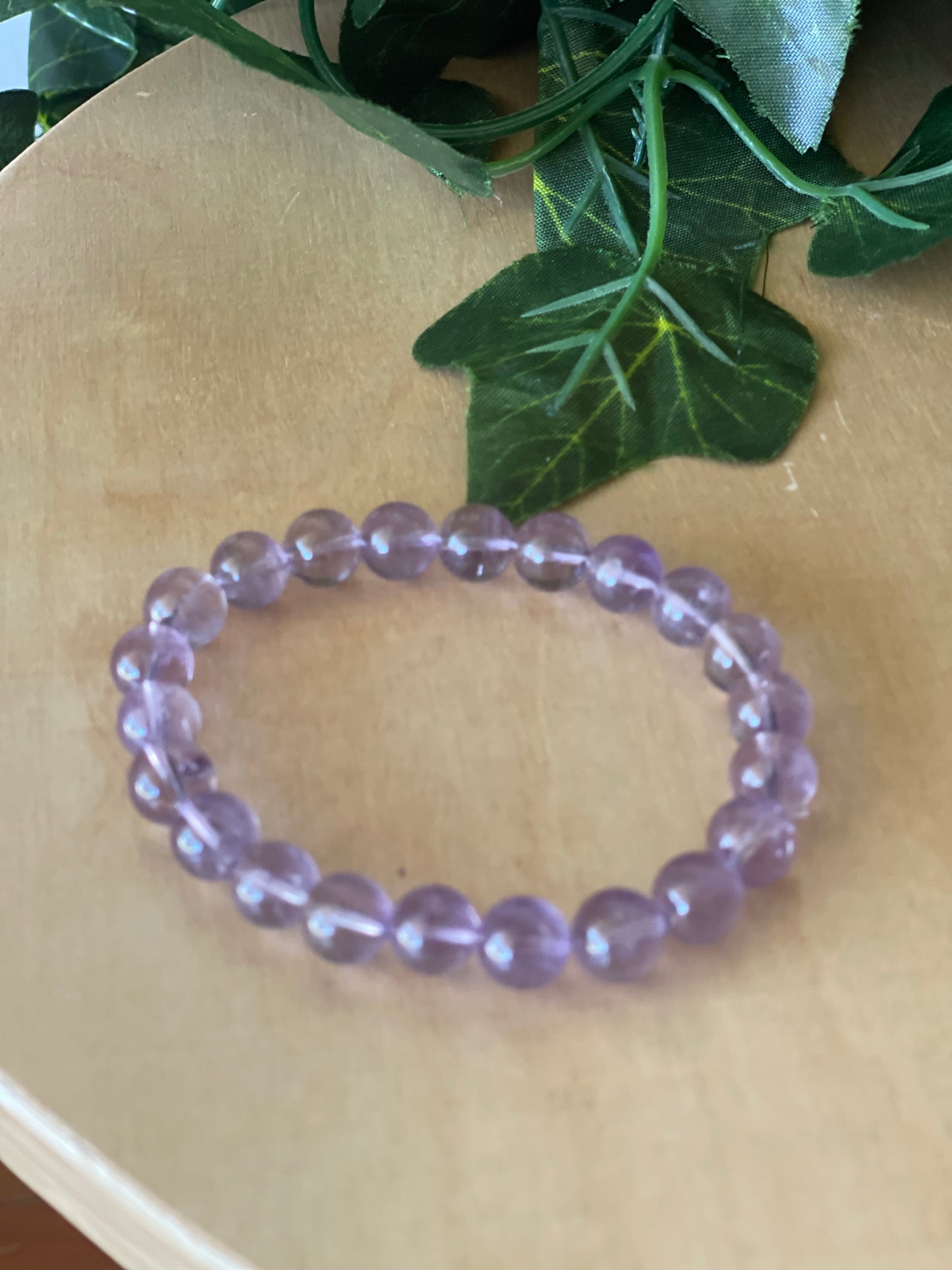 Lavender Amethyst Round Bead Bracelet 8mm