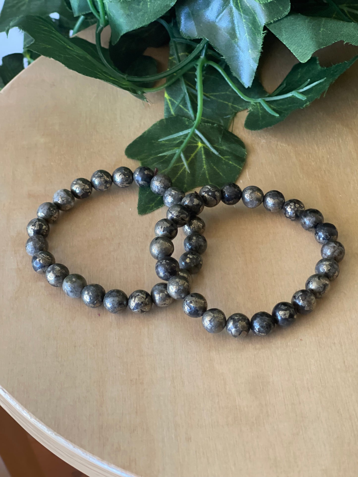 Pyrite Round Bead Bracelet 8mm