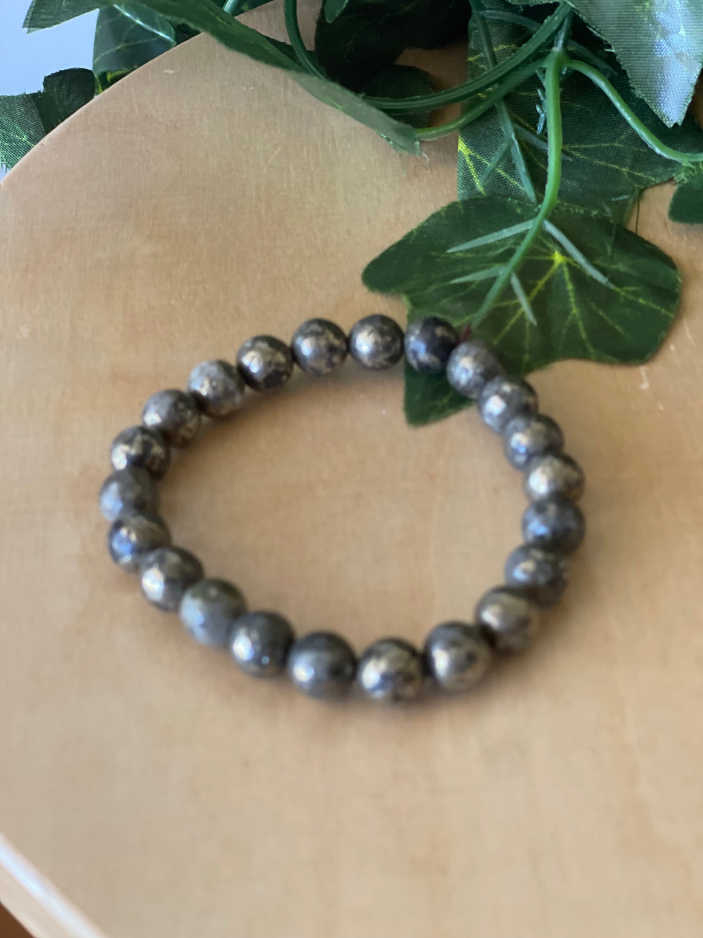 Pyrite Round Bead Bracelet 8mm