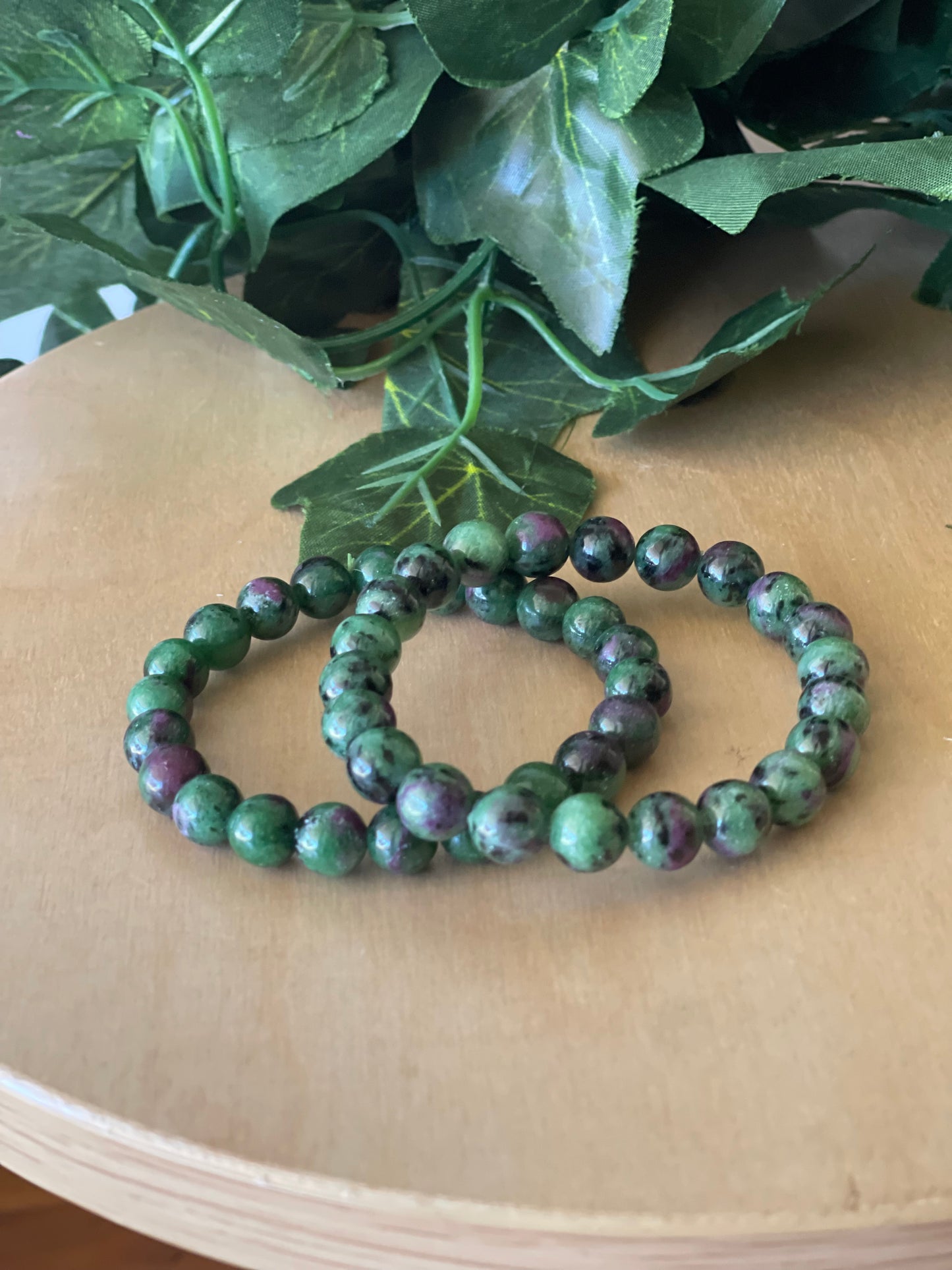 Ruby in Zoisite Round Bead Bracelet - 8mm