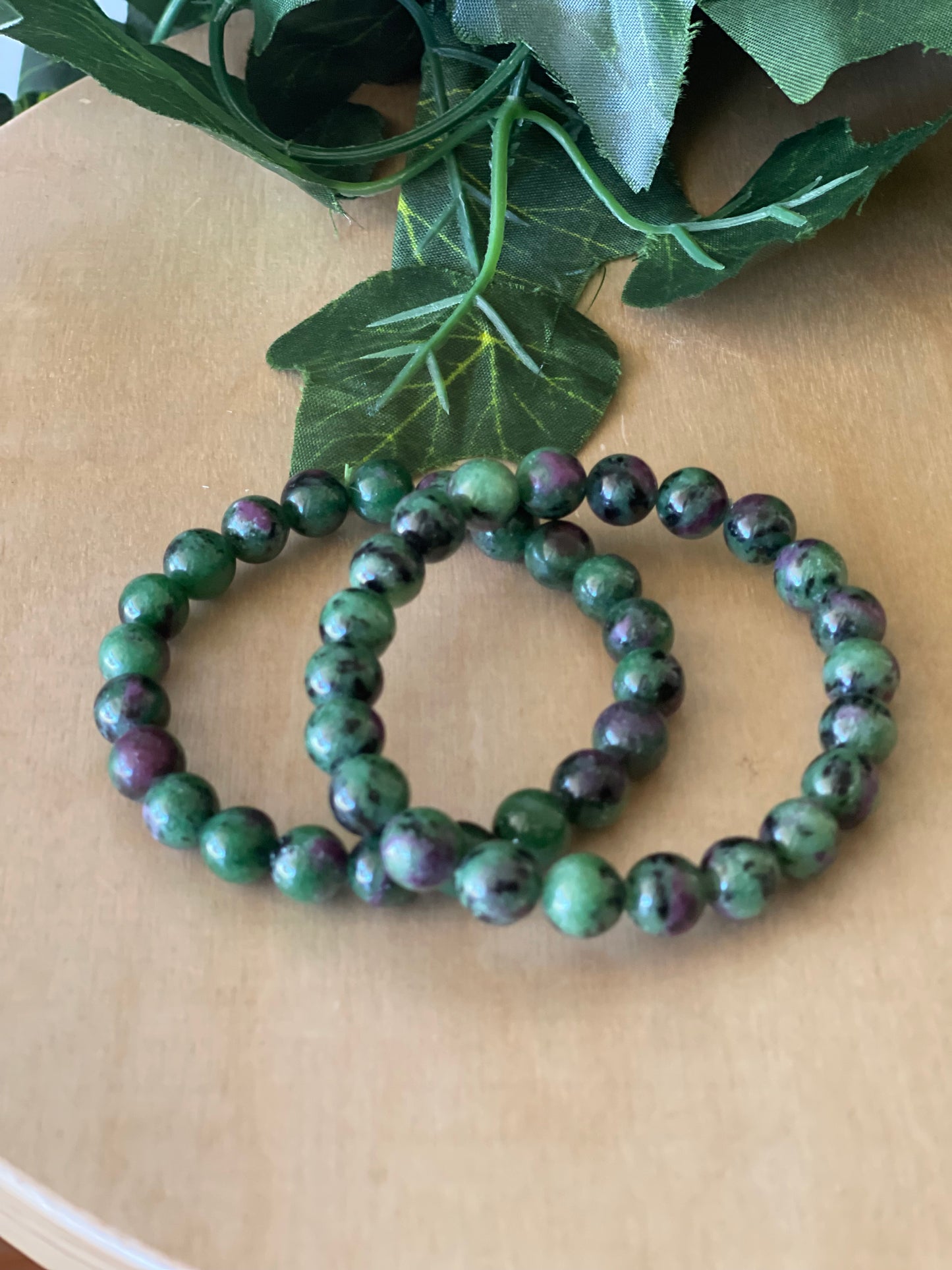 Ruby in Zoisite Round Bead Bracelet - 8mm