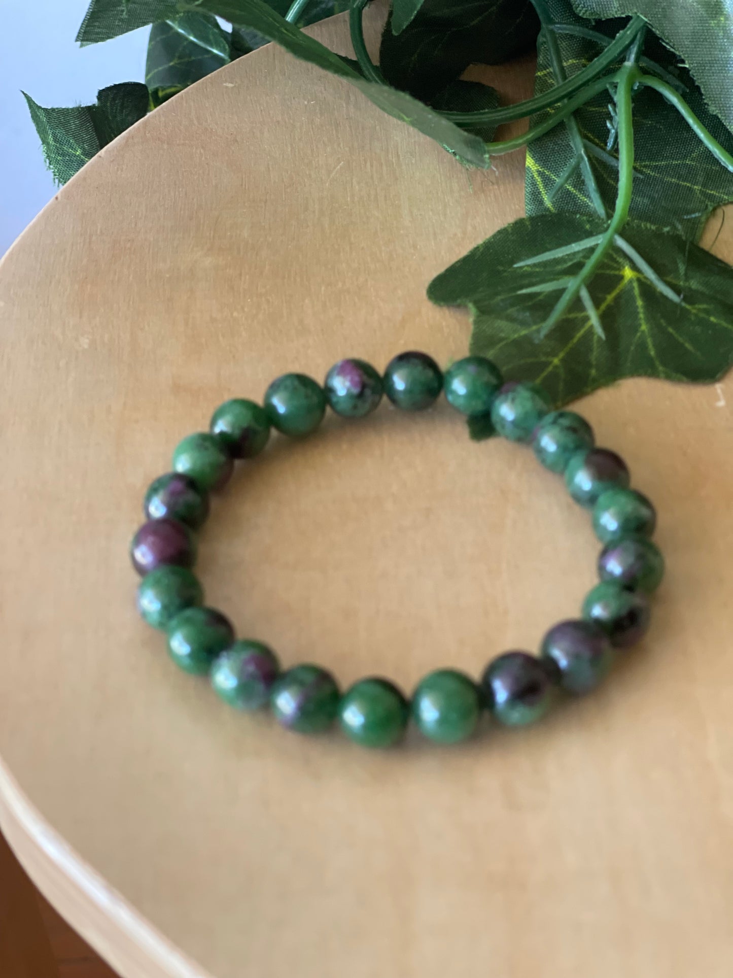 Ruby in Zoisite Round Bead Bracelet - 8mm