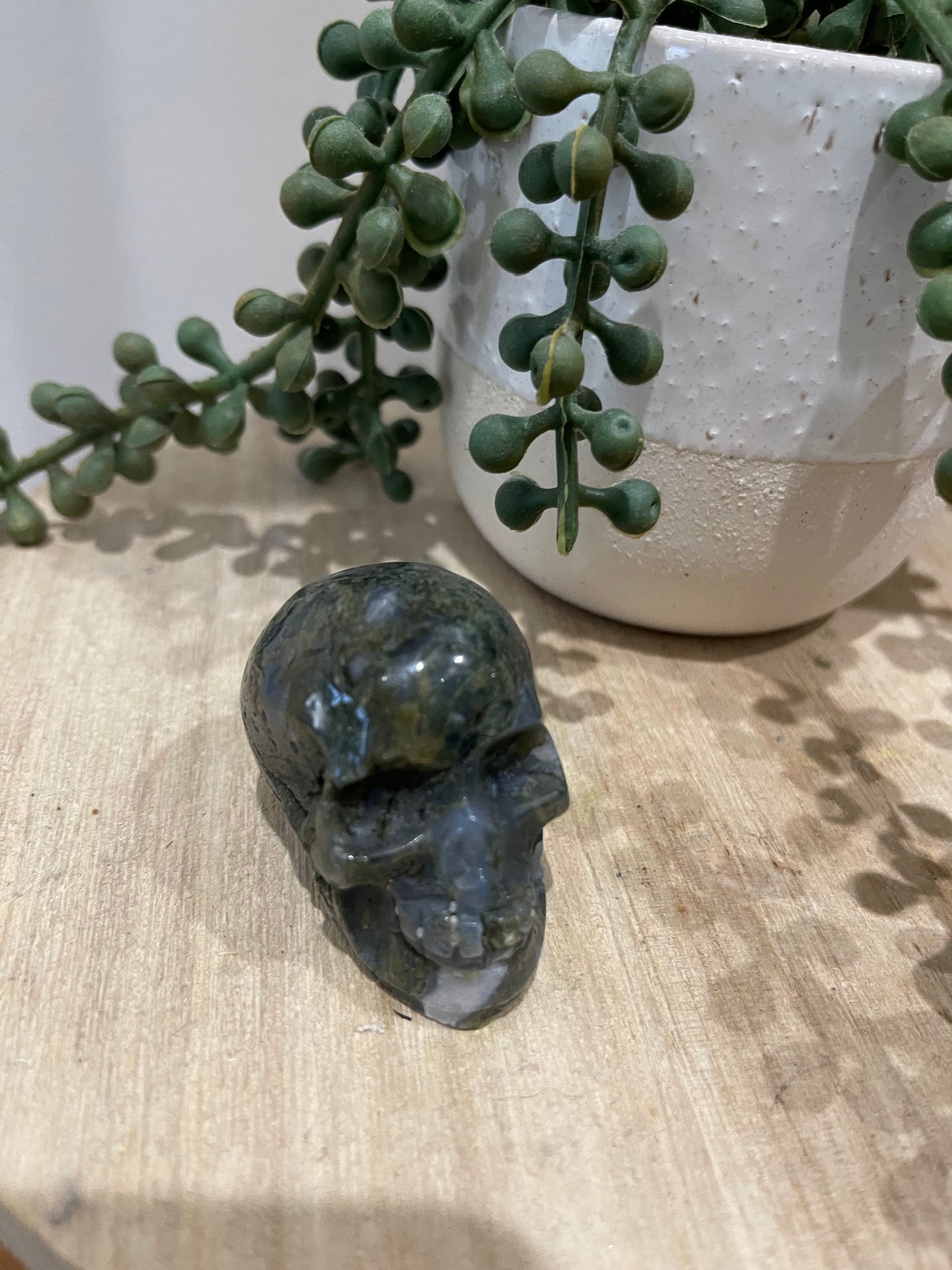 Moss Agate Skull 01