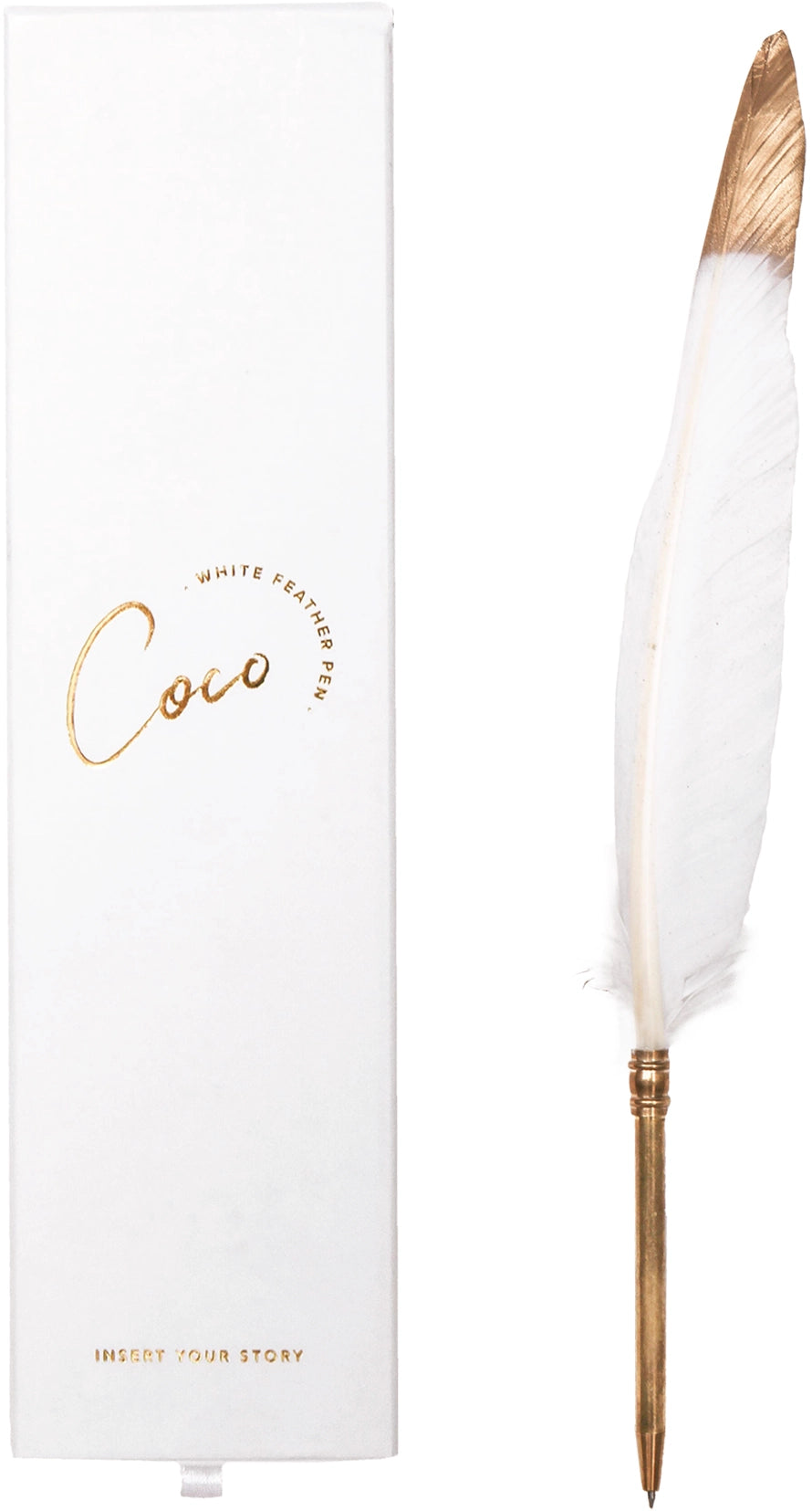 Coco FEATHER PEN - Luxe White & Gold