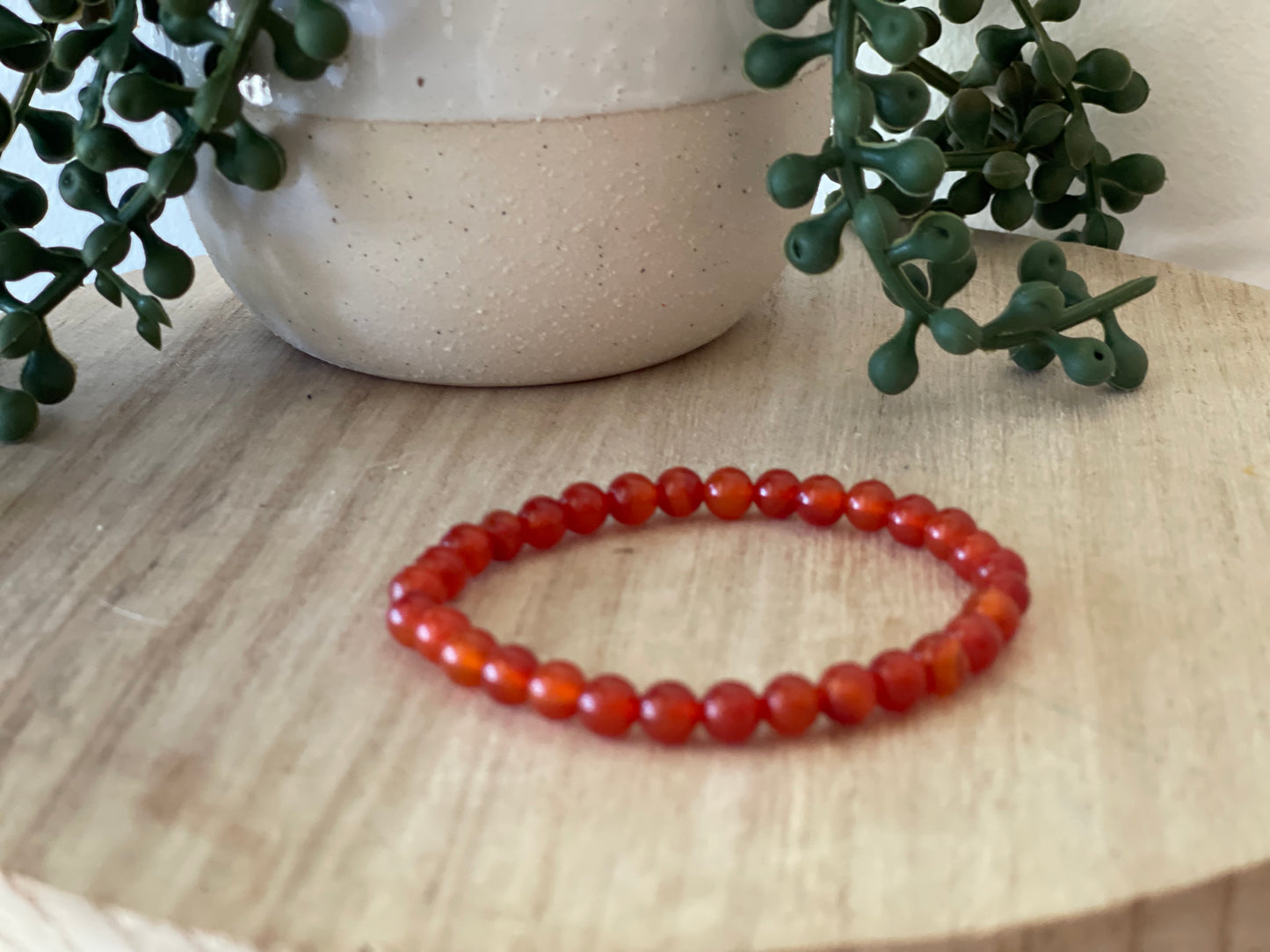 Carnelian Round Bead Bracelet 6mm