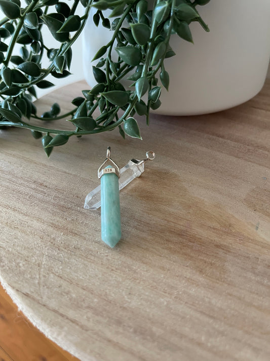 Amazonite Double terminated pendant w/ sterling silver