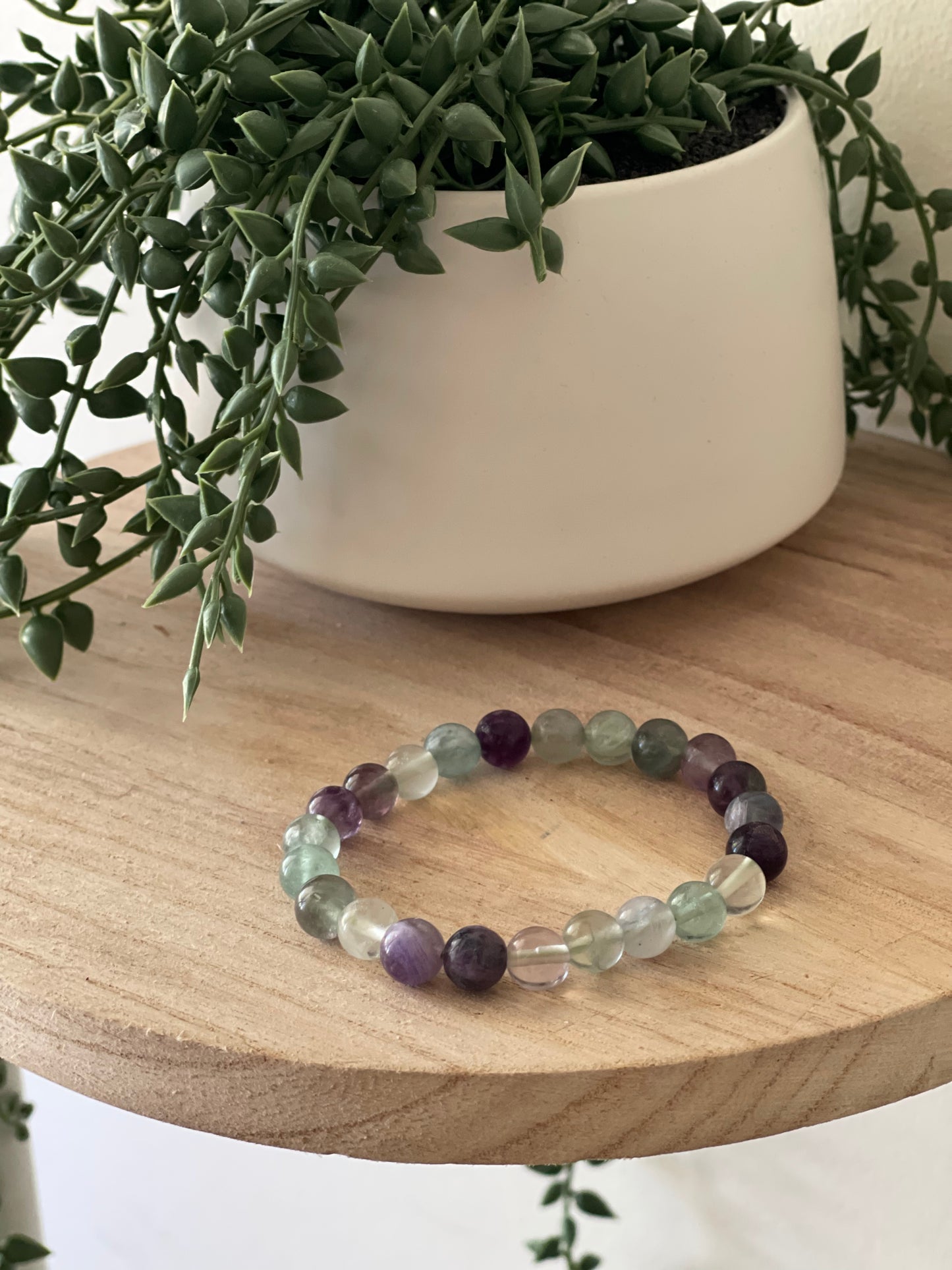 Fluorite Round Bead Bracelet 8mm