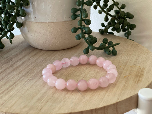 Rose Quartz Round Bead Bracelet 10mm