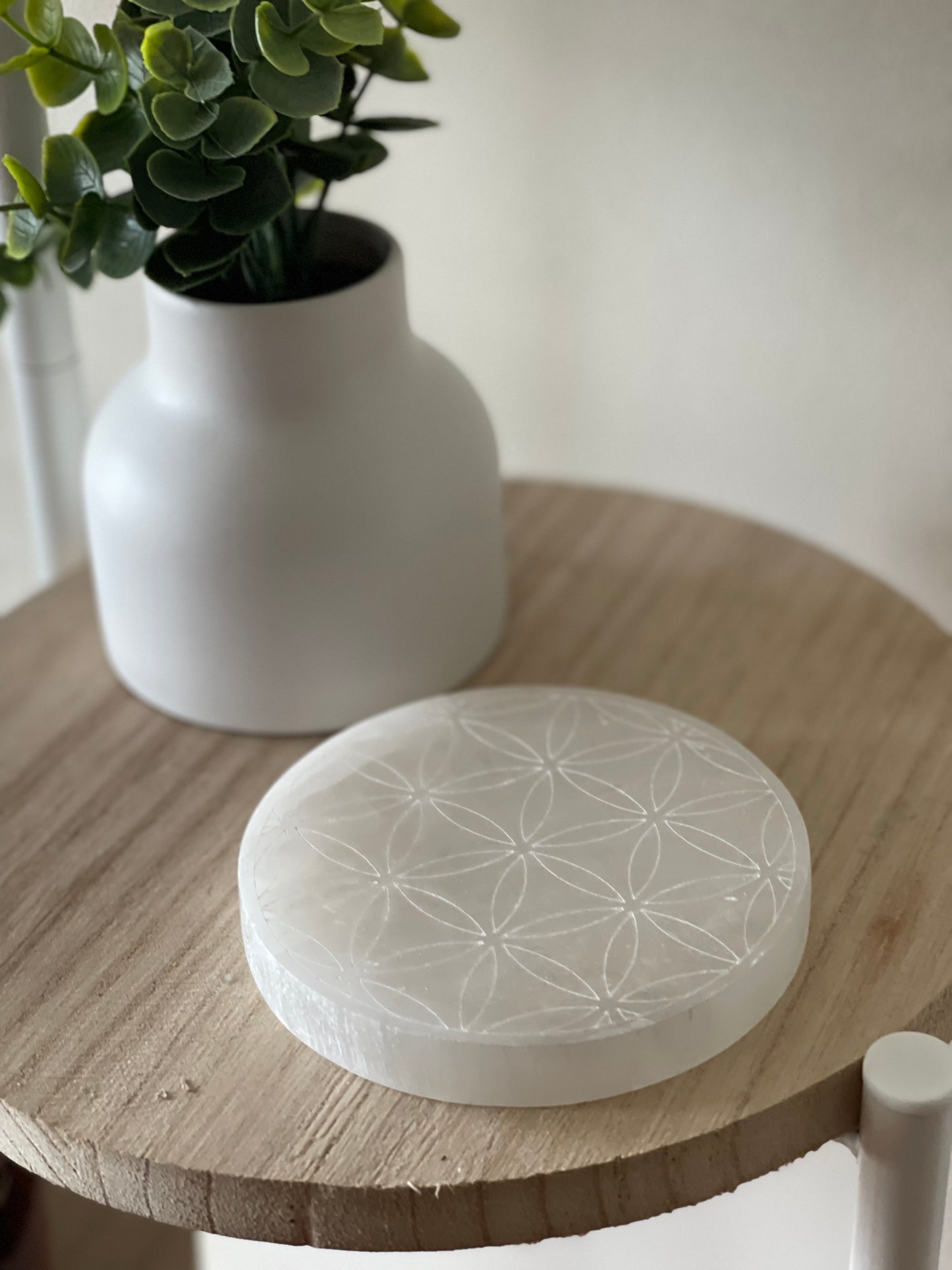 Selenite Flower of Life Grid Charging Plate