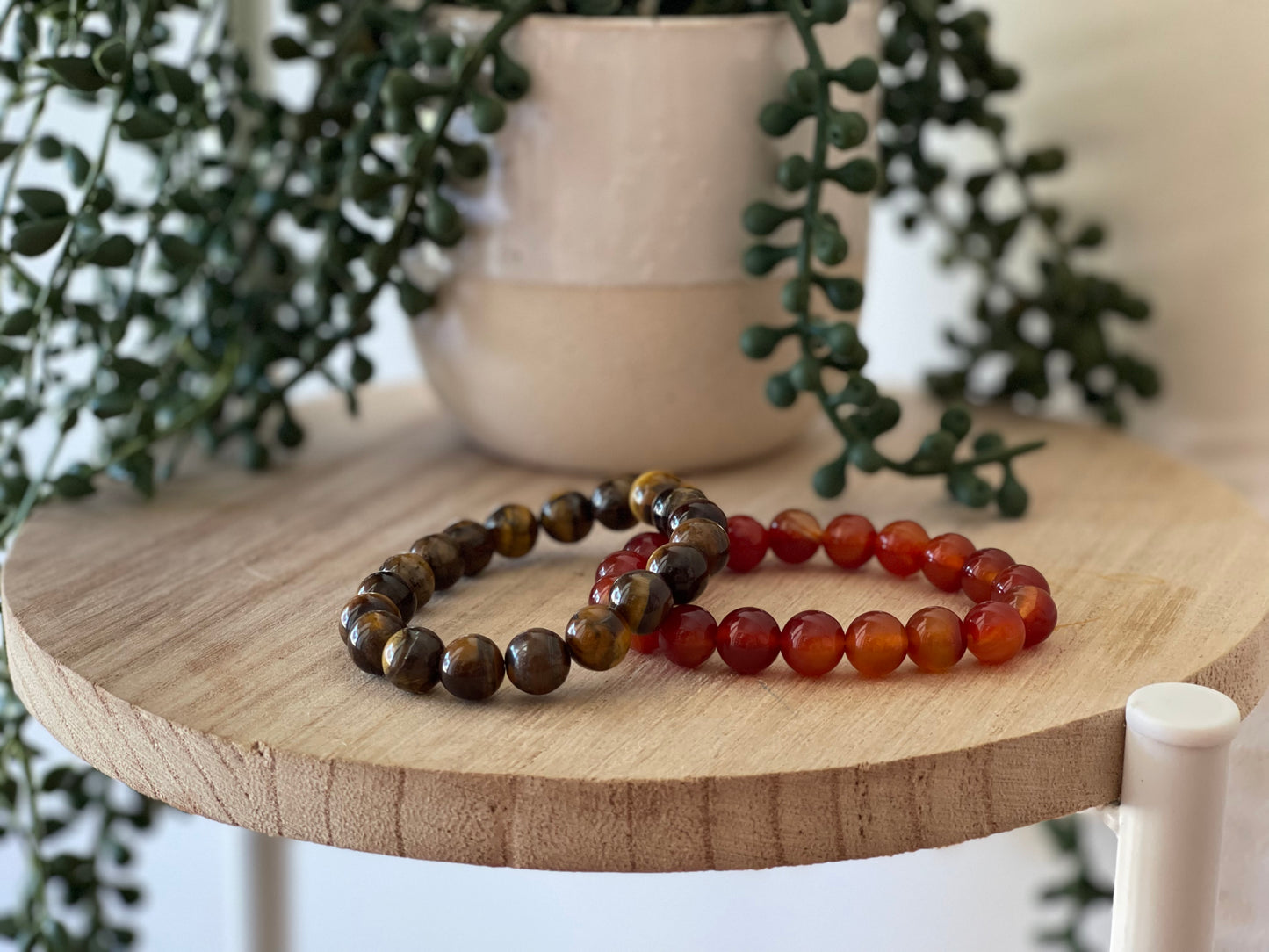 Carnelian Round Bead Bracelet 10mm