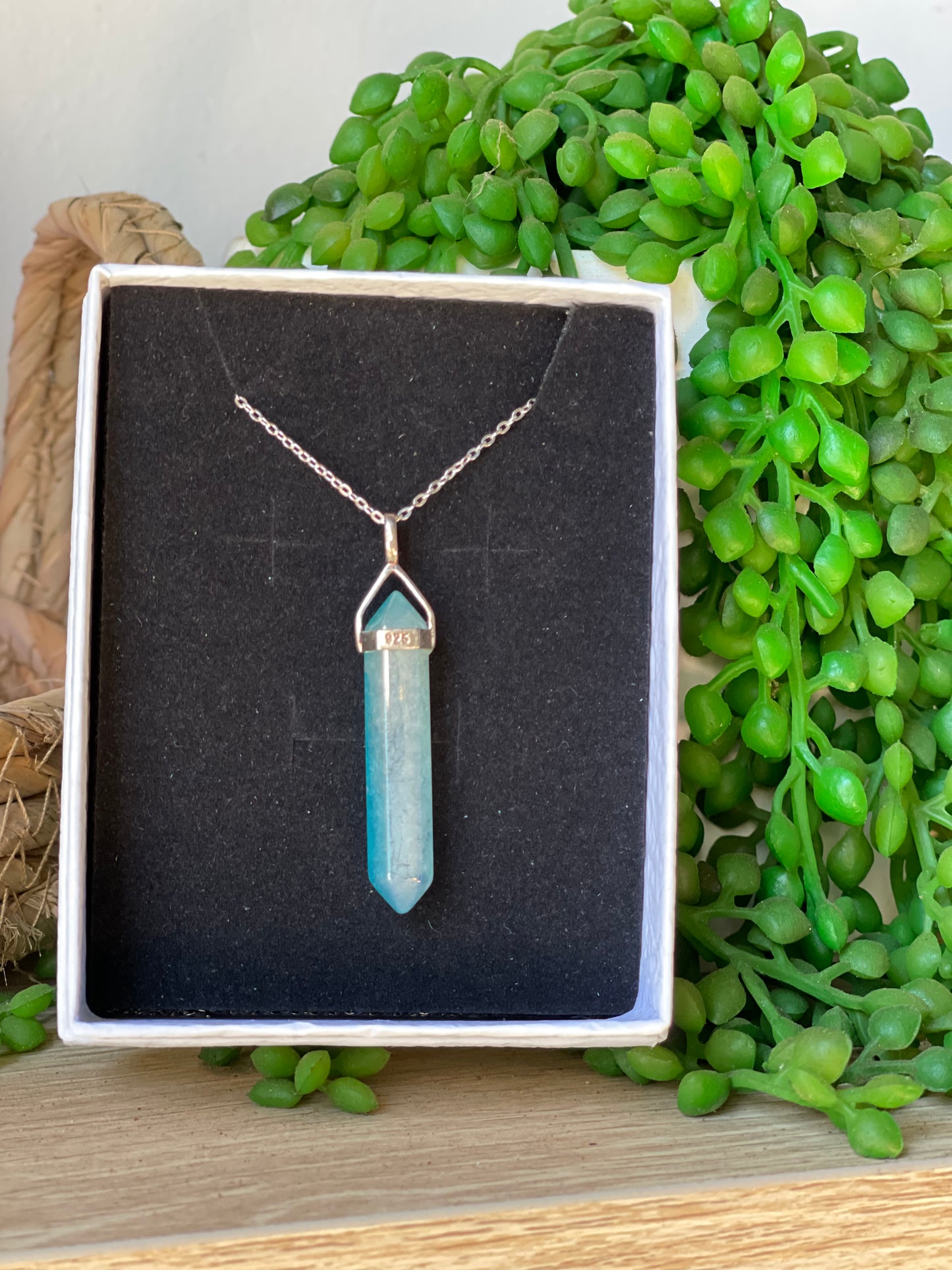 Ocean Aura Double terminated pendant w/ sterling silver