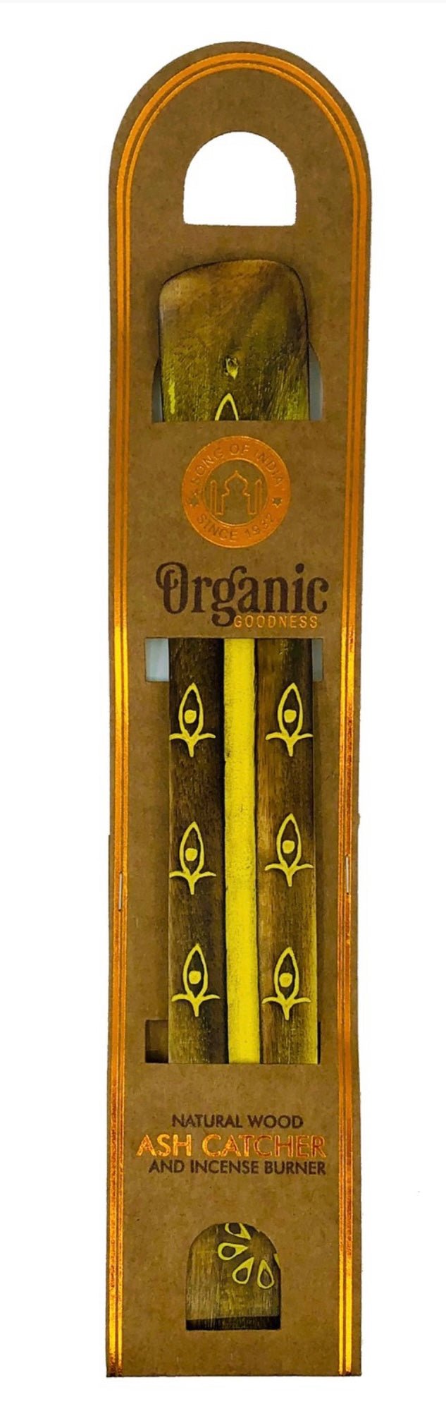 ORGANIC GOODNESS Wooden Incense & Cone Holder - YELLOW 25cm