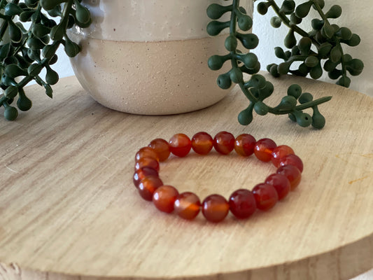 Carnelian Round Bead Bracelet 10mm