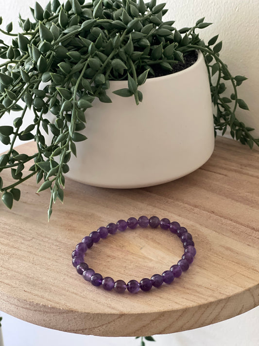 Amethyst Round Bead Bracelet 6mm