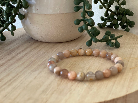 Sunstone Round Bead Bracelet 8mm