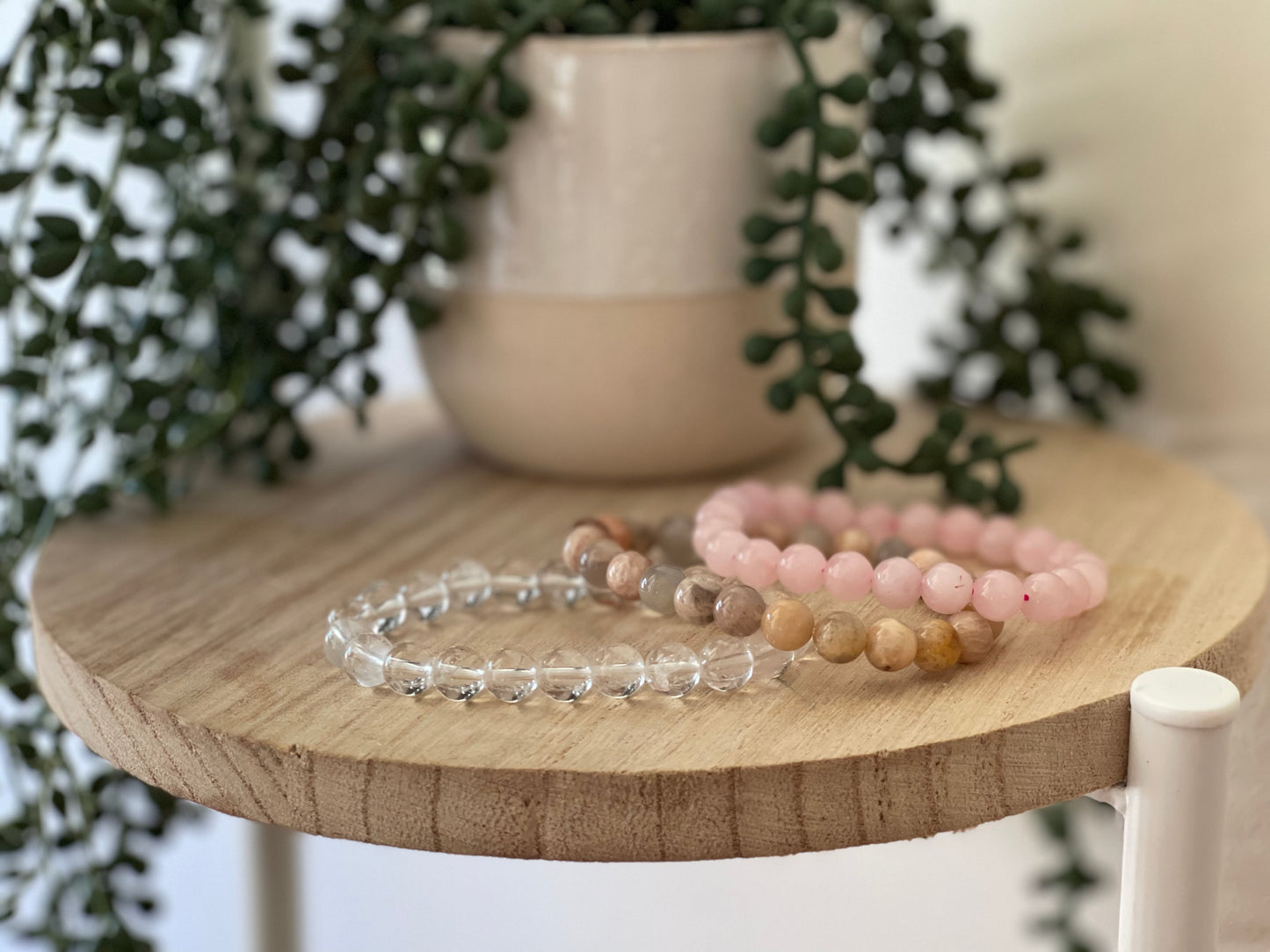 Rose Quartz Round Bead Bracelet 8mm