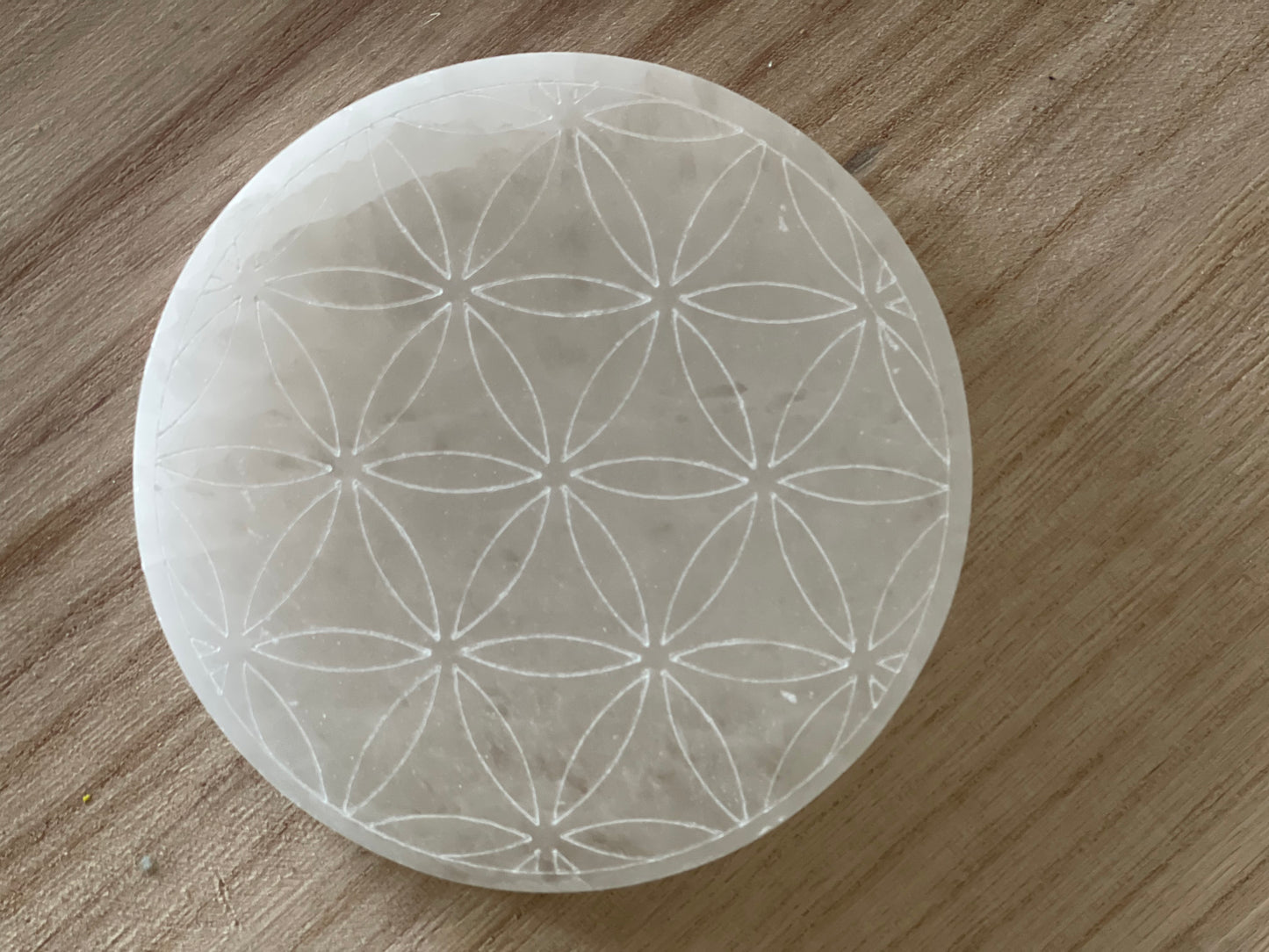 Selenite Flower of Life Grid Charging Plate