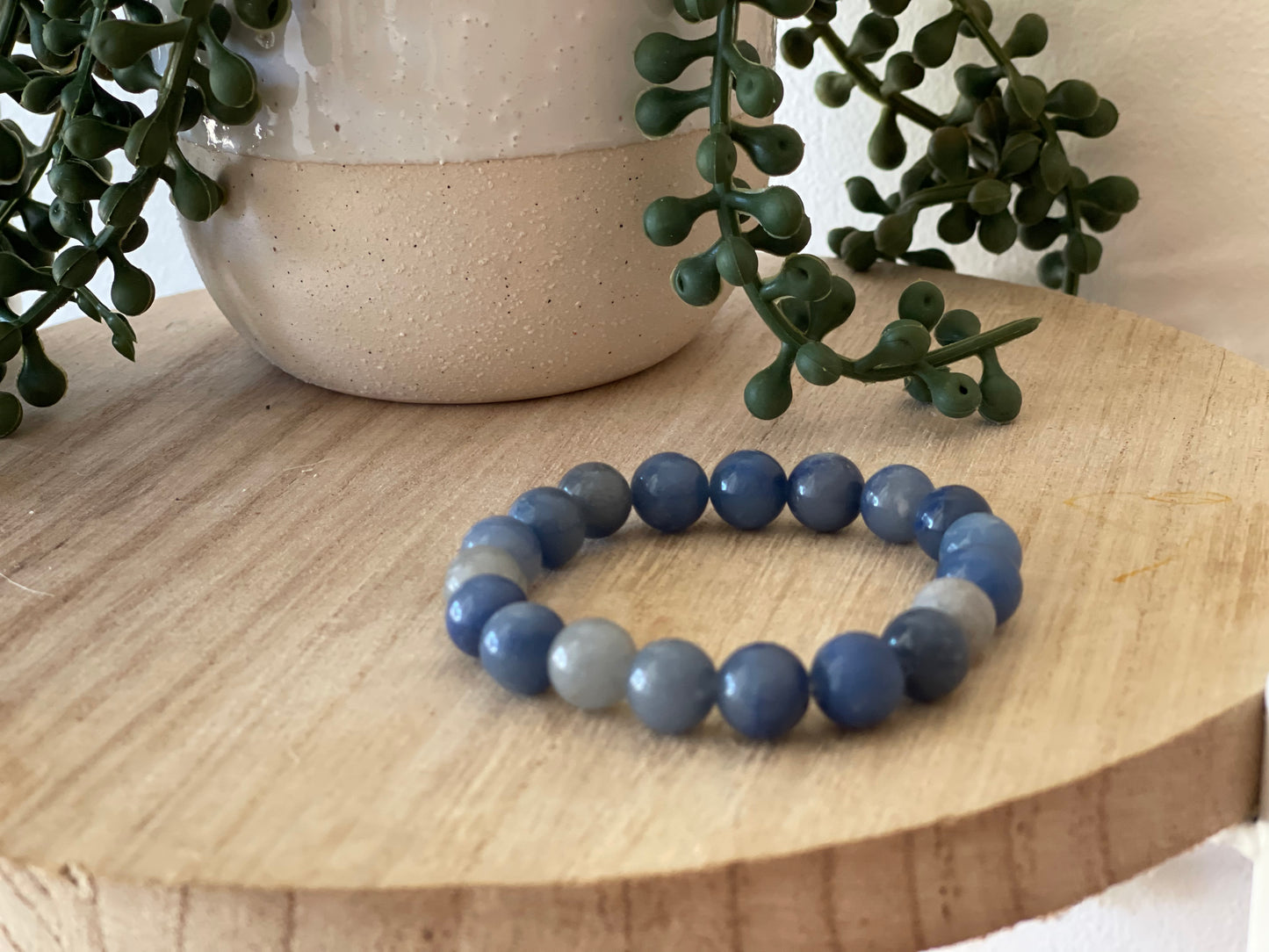 Blue Aventurine Round Bead Bracelet 10mm