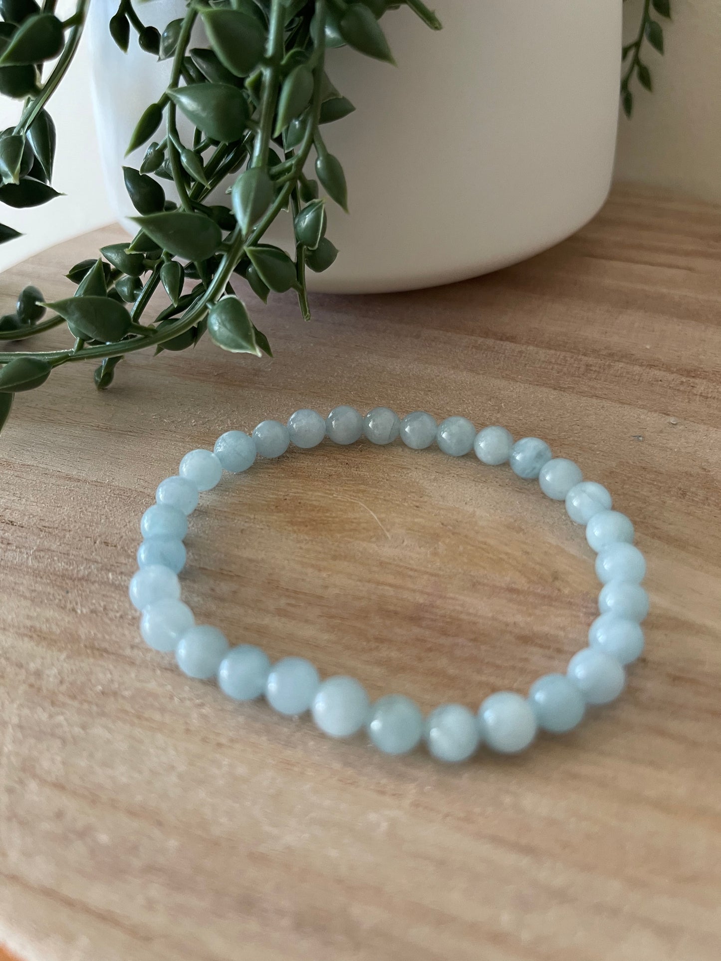 Aquamarine Round Bead Bracelet 6mm