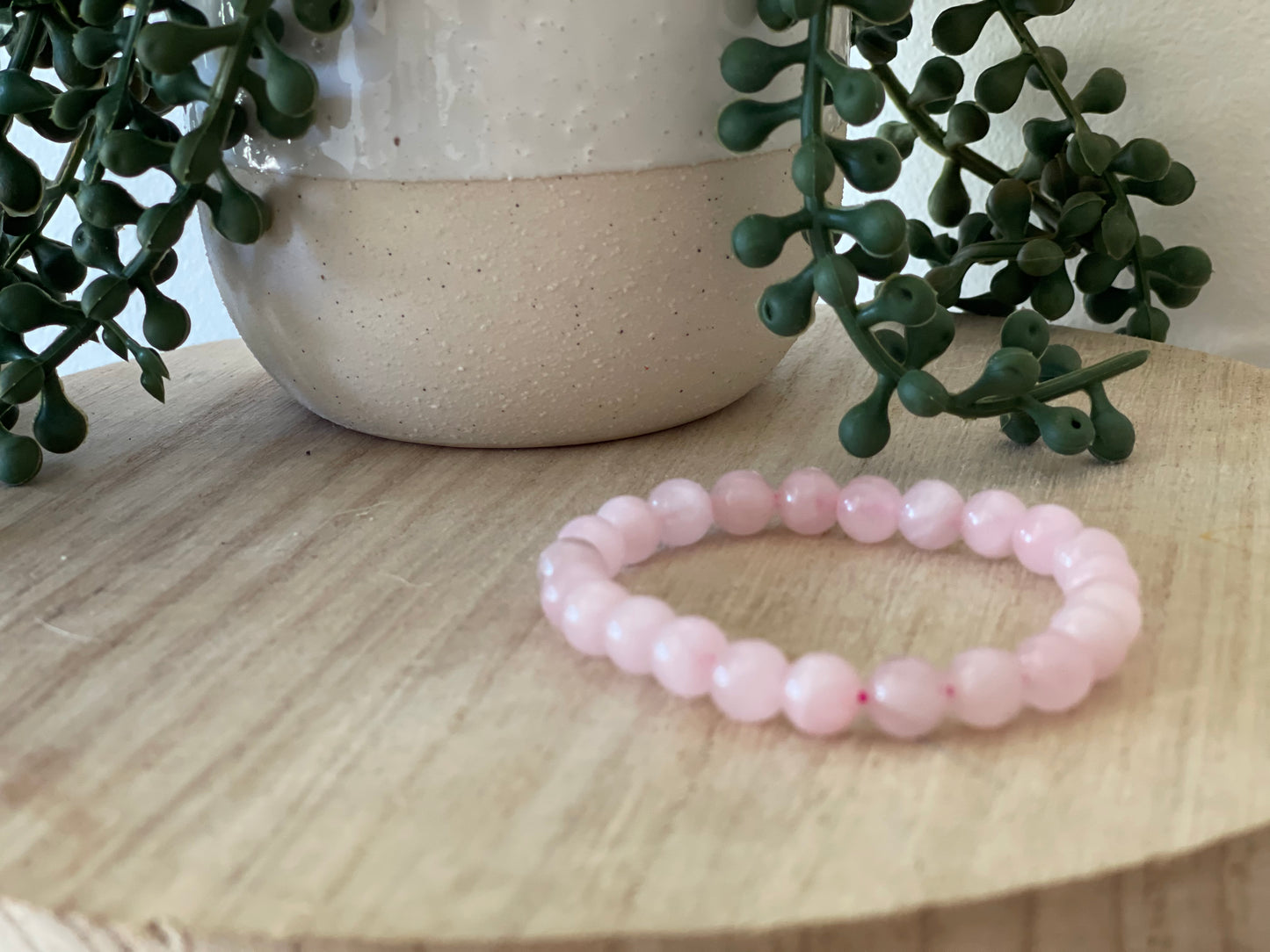 Rose Quartz Round Bead Bracelet 8mm