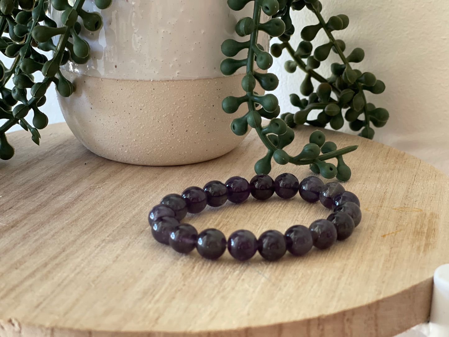 Amethyst Round Bead Bracelet 10mm