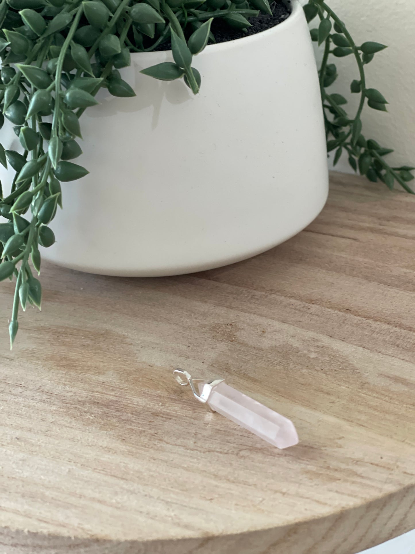 Rose Quartz Double terminated pendant w/ sterling silver