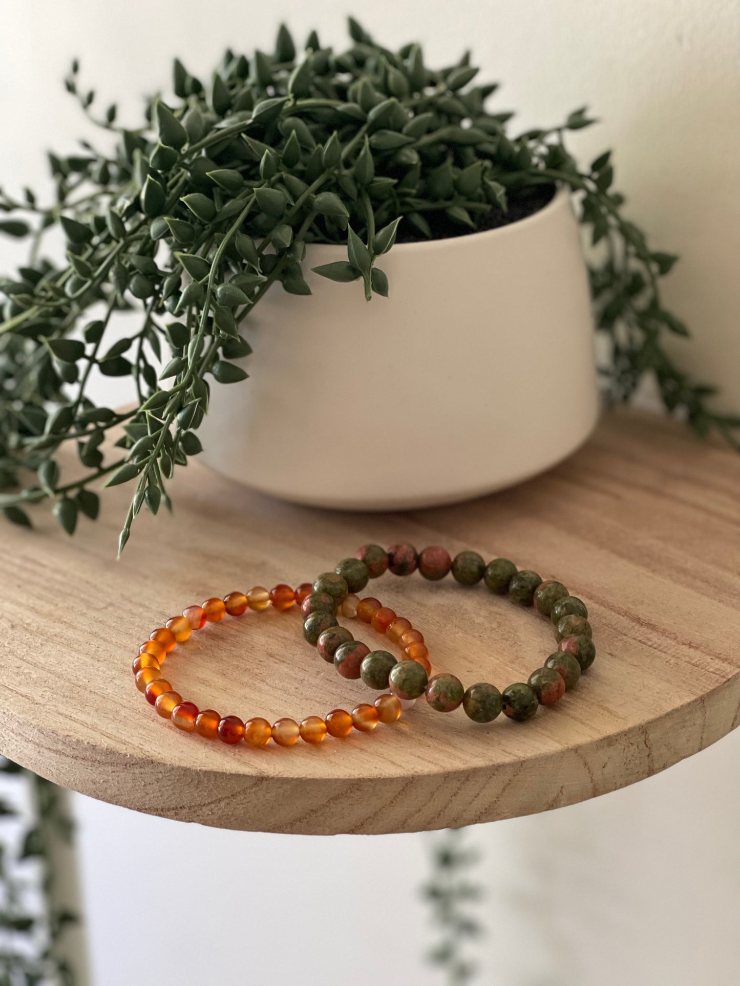 Unakite Round Bead Bracelet 8mm