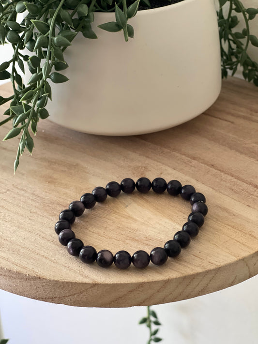 Blue Goldstone - Man made - Round Bead Bracelet 8mm