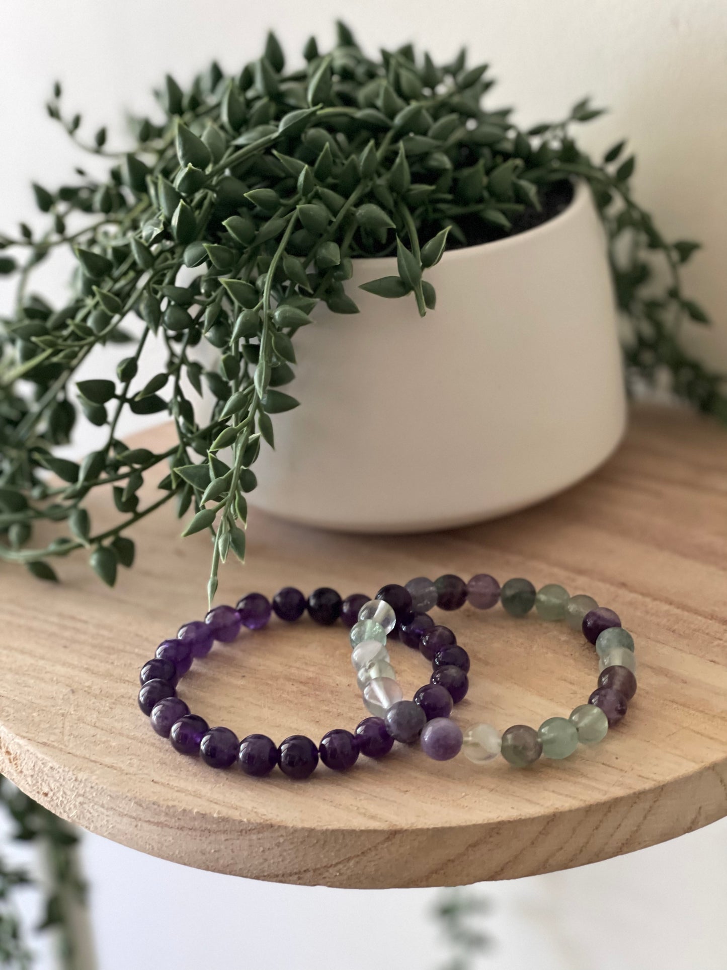 Fluorite Round Bead Bracelet 8mm