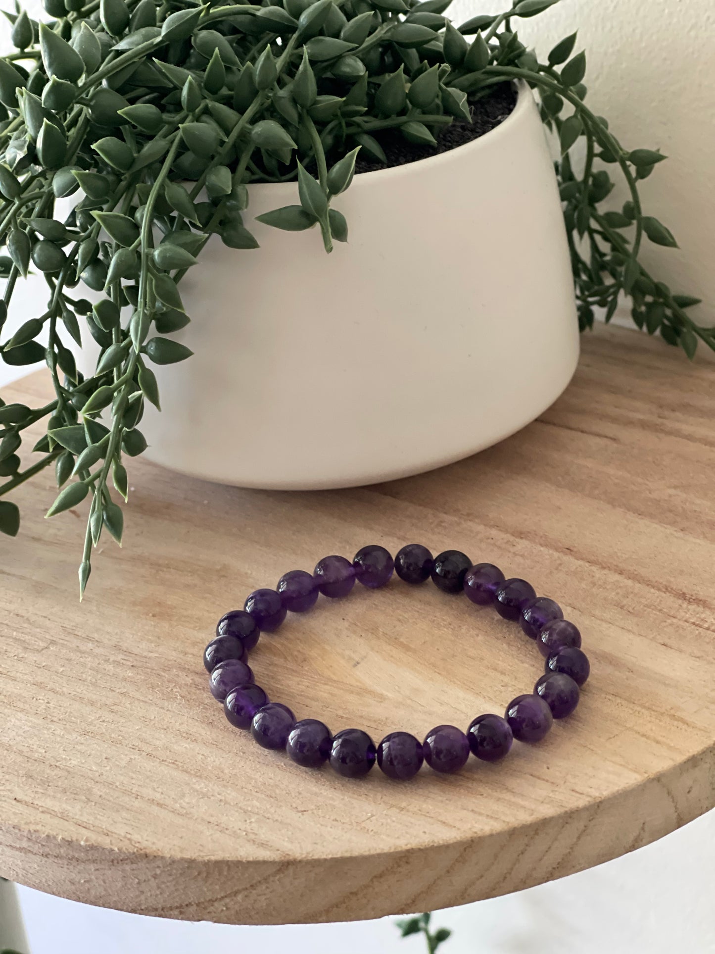 Amethyst Round Bead Bracelet 8mm