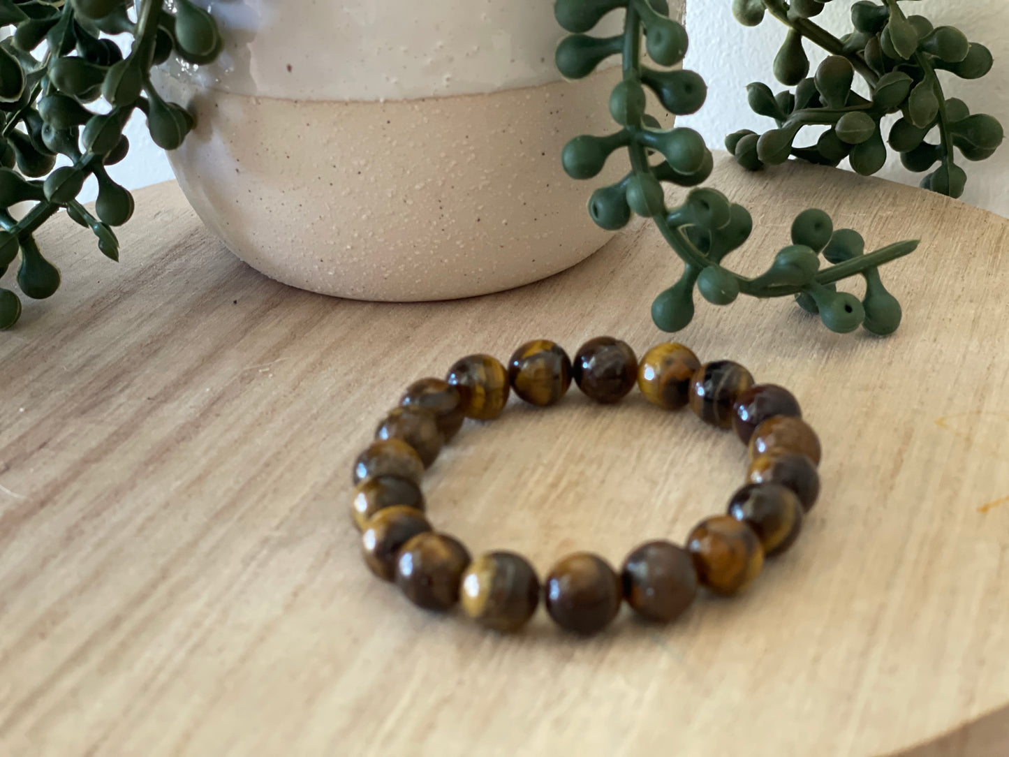 Tiger’s Eye Round Bead Bracelet 10mm