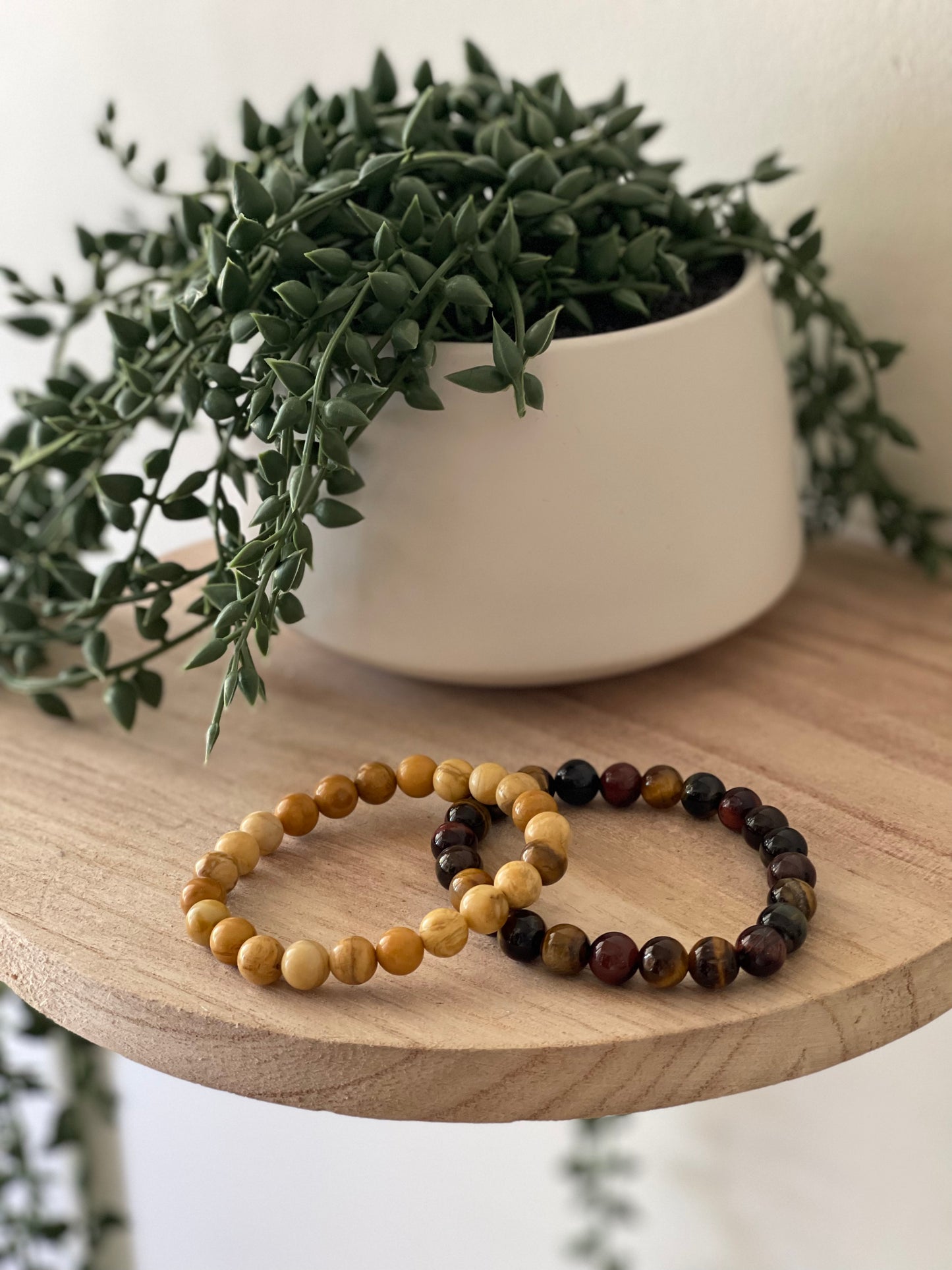 Yellow Jasper Round Bead Bracelet 8mm